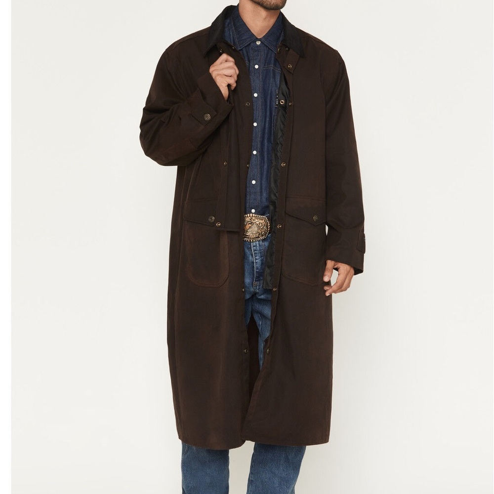 NWT Blue Ranchwear Briscoe Waxed Canvas Duster Overcoat Size Small Men’s